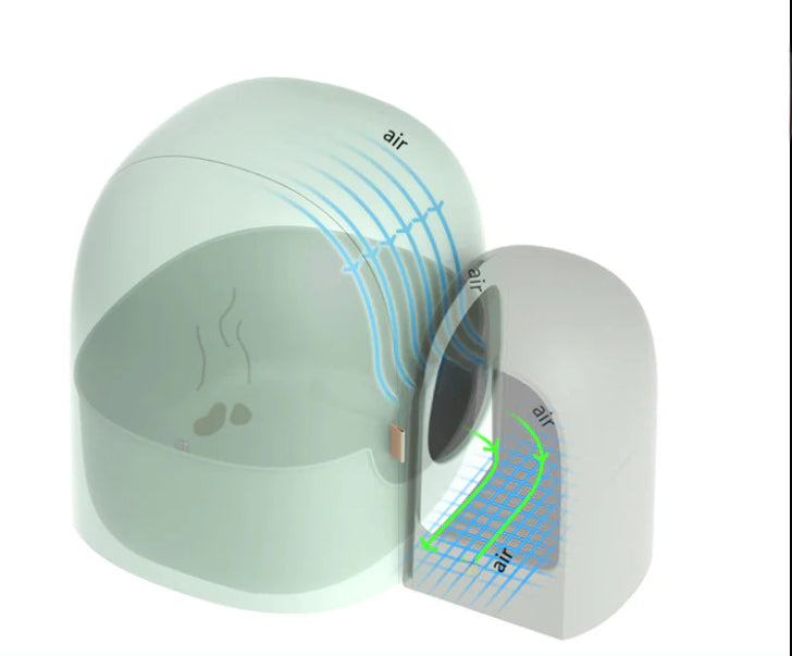 Bac à litière grand format fermé pour chat avec contrôle des odeurs