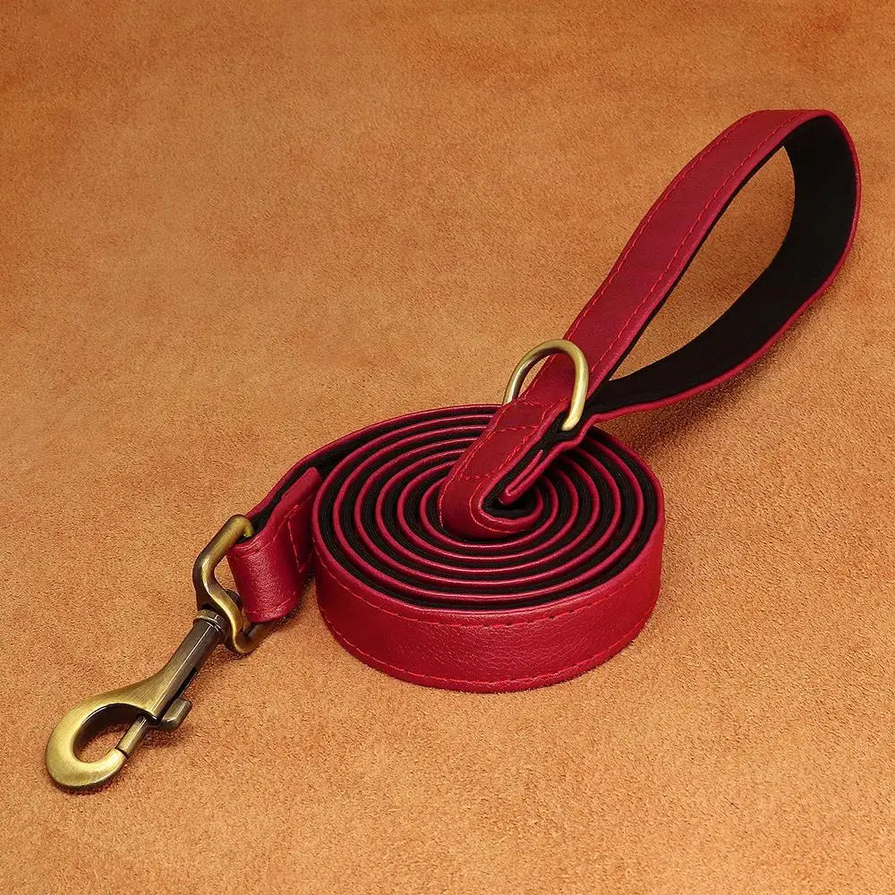 Laisse de chien en cuir PU souple à 2 couches, laisses d'entraînement durables pour la marche des animaux de compagnie, petits, moyens et grands chiens, Pitbull, 5 pieds