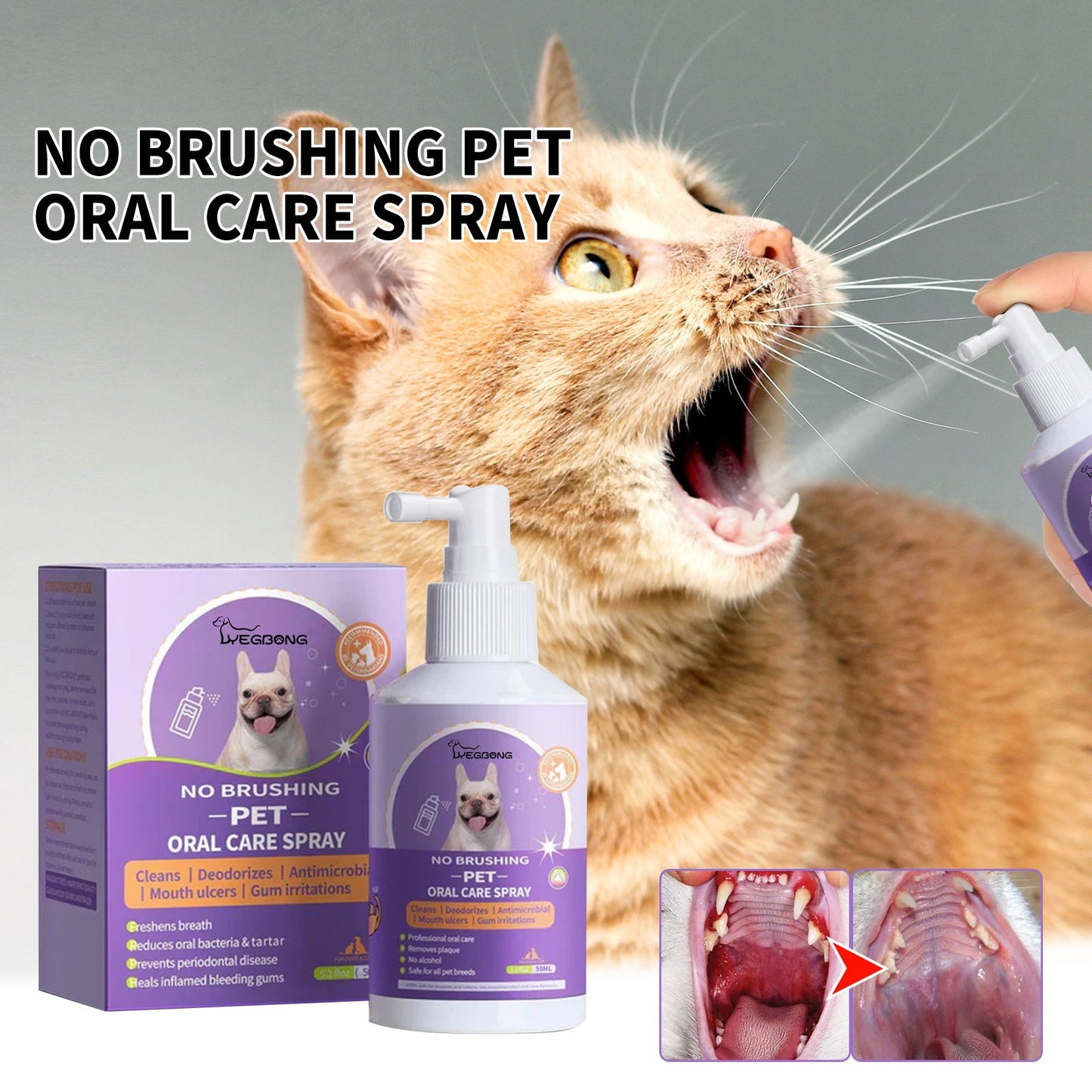 Spray Nettoyant Dentaire pour Chiens et Chats – 50 ml | Yegbong