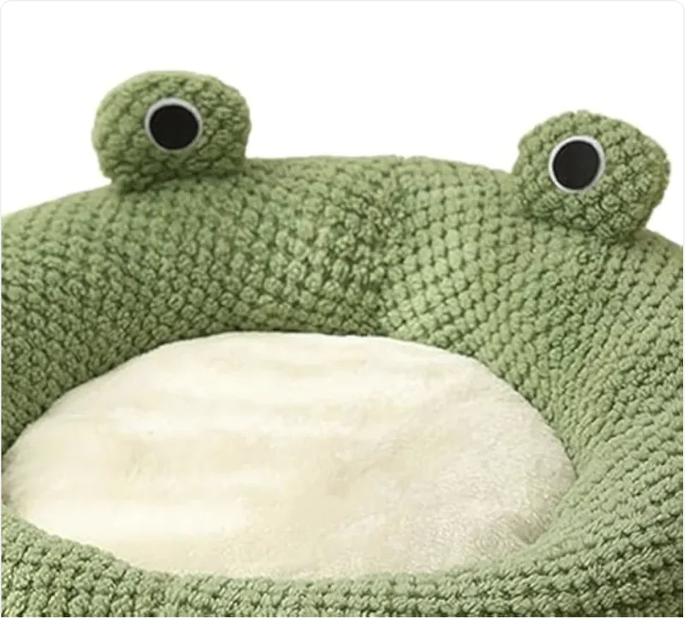 Plush Pet Bed – Frog Shape for Cats and Small Dogs
