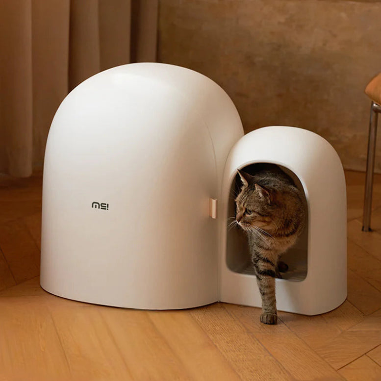 Bac à litière grand format fermé pour chat  avec contrôle des odeurs