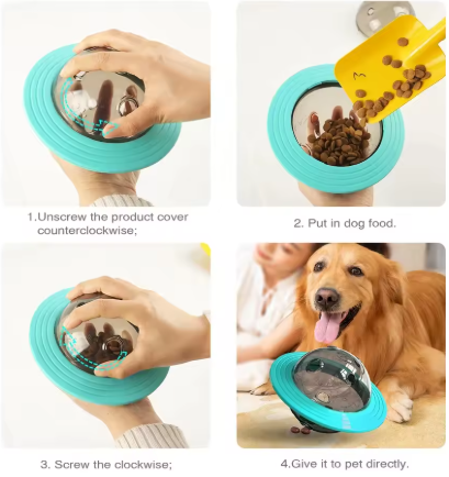 Jouet interactif rotatif avec distributeur de friandises pour chiens