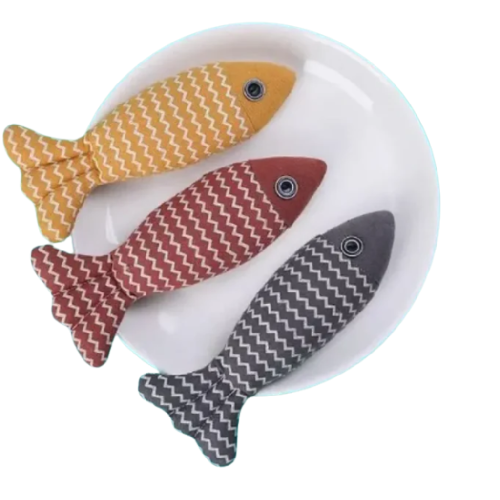 Jouet pour chat en forme de poisson en lin