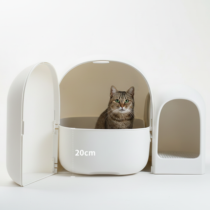 Large enclosed cat litter box with odor control