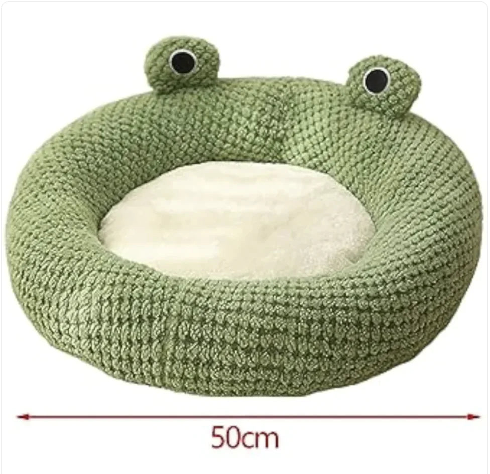 Plush Pet Bed – Frog Shape for Cats and Small Dogs