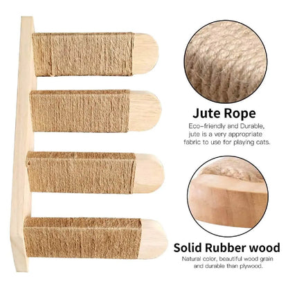 Multi-Level Solid Wood Wall-Mounted Cat Staircase