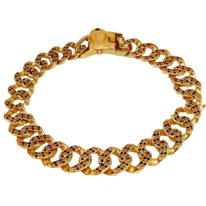 Diamond Chain Dog Collar with Mirror Light Design