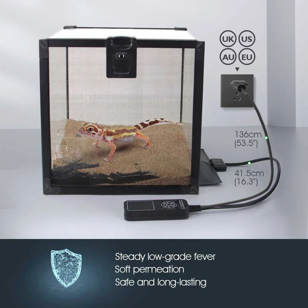 Tapis chauffant pour reptiles amélioré 5-137W, coussin chauffant pour plantes, régulateur de température réglable chronométré pour semis de plantes de jardin de serre