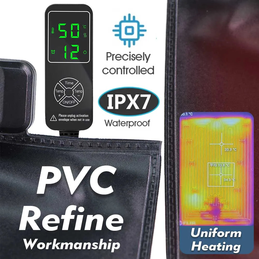 Tapis chauffant pour reptiles amélioré 5-137W, coussin chauffant pour plantes, régulateur de température réglable chronométré pour semis de plantes de jardin de serre