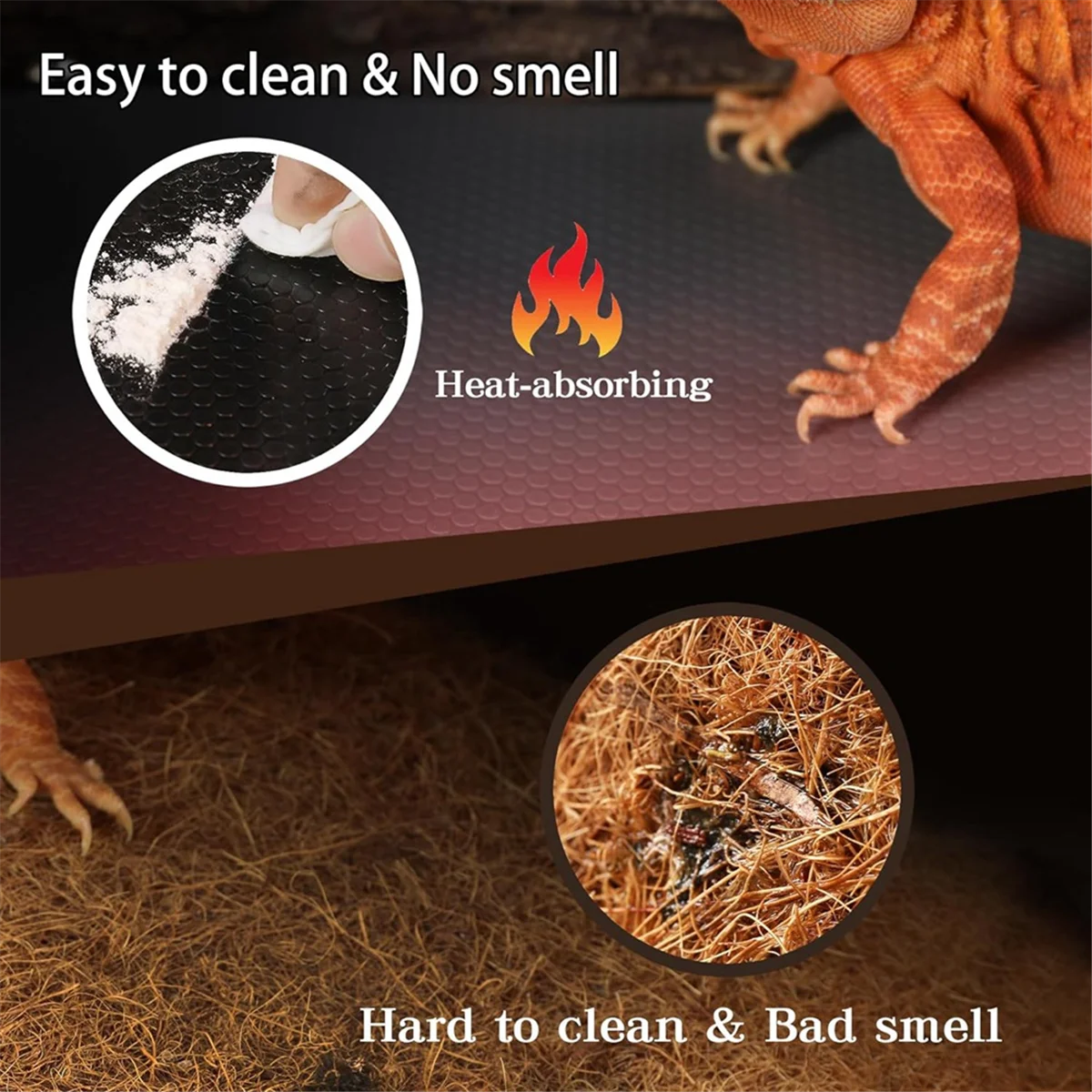 Tapis de substrat pour reptiles – revêtement lavable et antidérapant pour terrarium