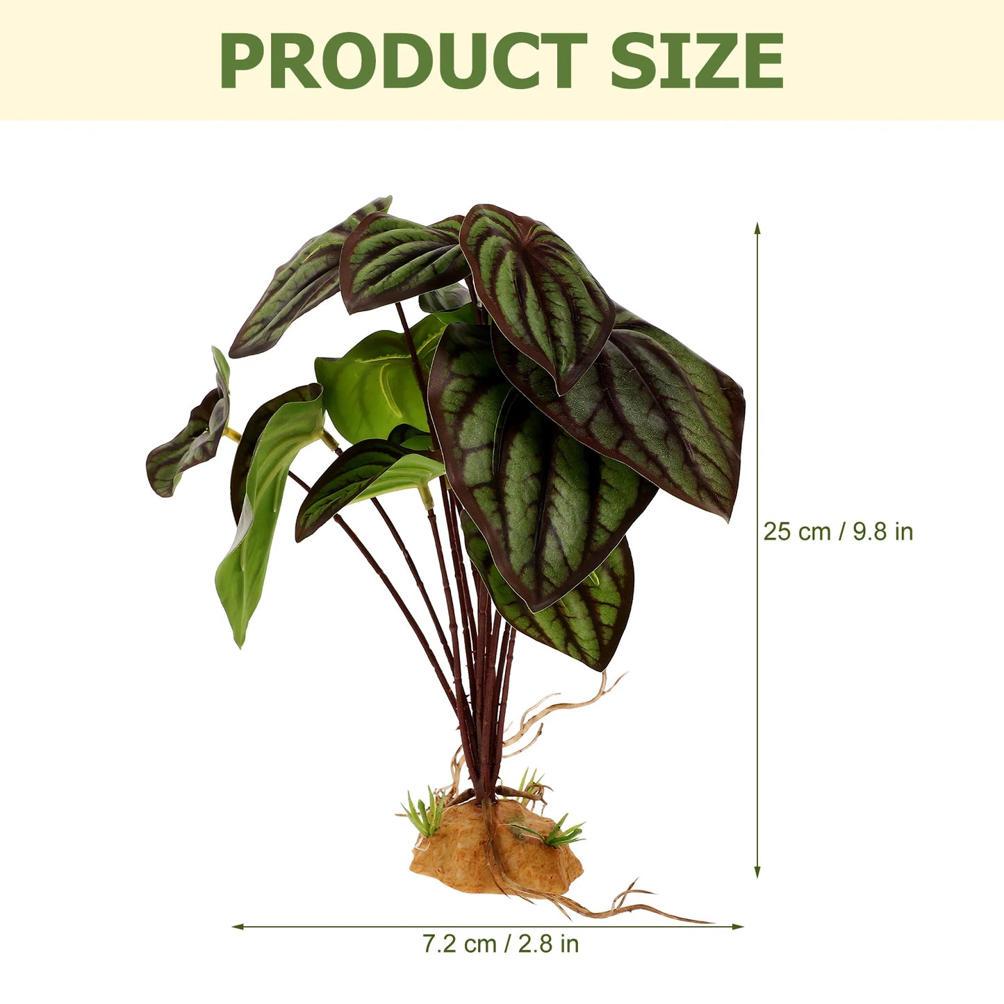 Plante décorative artificielle pour terrarium – Accessoire reptile réaliste (lézard, gecko, tortue, serpent)