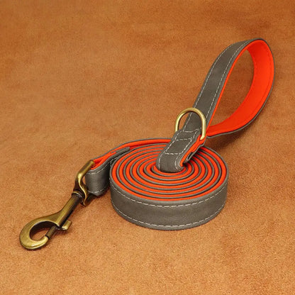 Laisse de chien en cuir PU souple à 2 couches, laisses d'entraînement durables pour la marche des animaux de compagnie, petits, moyens et grands chiens, Pitbull, 5 pieds