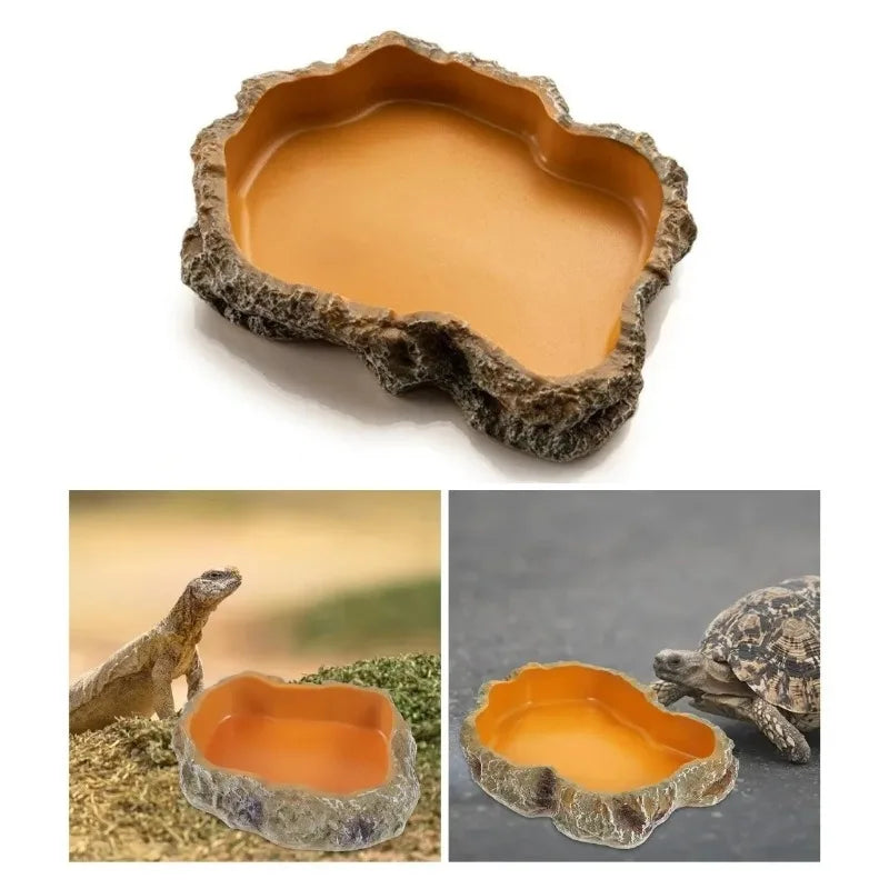 Bol d’alimentation et d’eau pour reptiles – Résine durable pour gecko, dragon barbu, tortue et autres petits reptiles, 7,7x11x2,8 cm