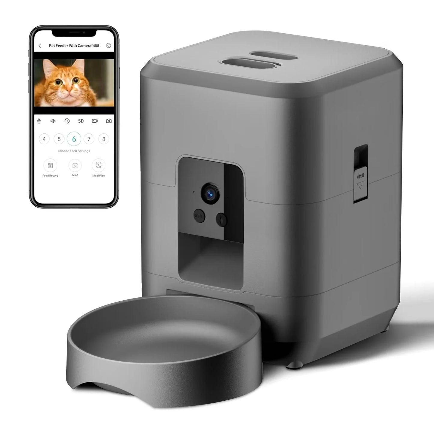 Mangeoire Automatique Intelligente 2L avec Caméra – Distributeur de Nourriture Connecté pour Chats & Chiens