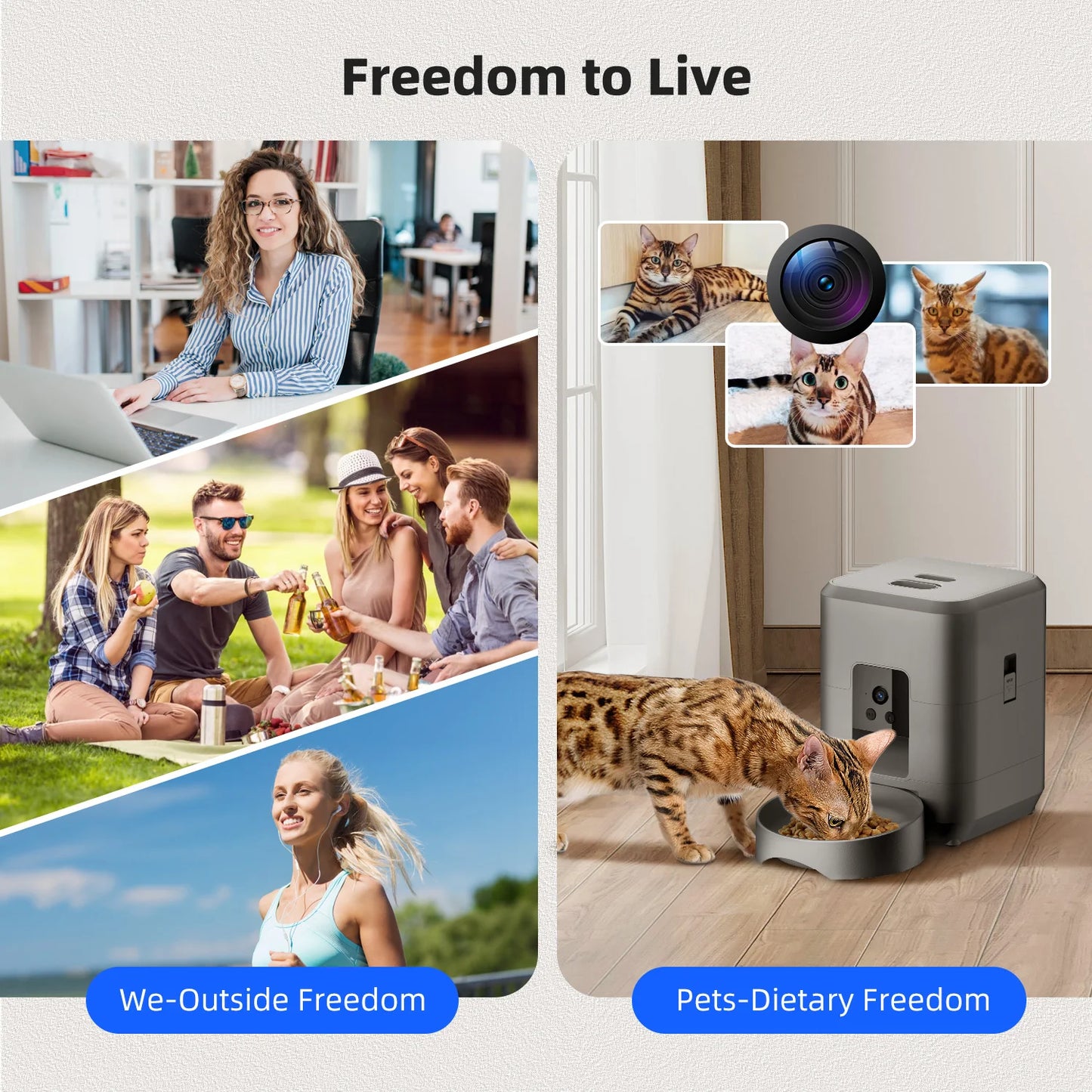 Mangeoire Automatique Intelligente 2L avec Caméra – Distributeur de Nourriture Connecté pour Chats & Chiens