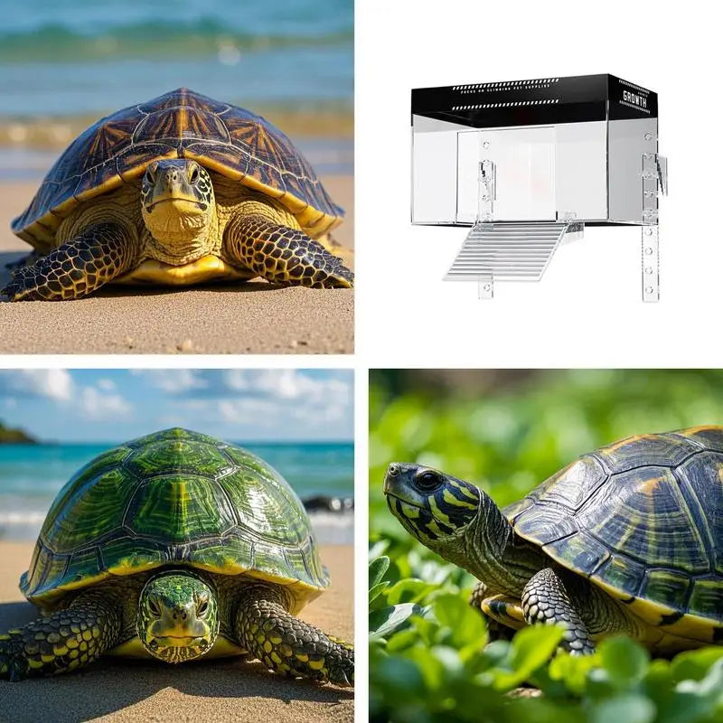 Plateforme de prélassement pour tortue – zone de repos avec couvercle pour réservoir aquatique