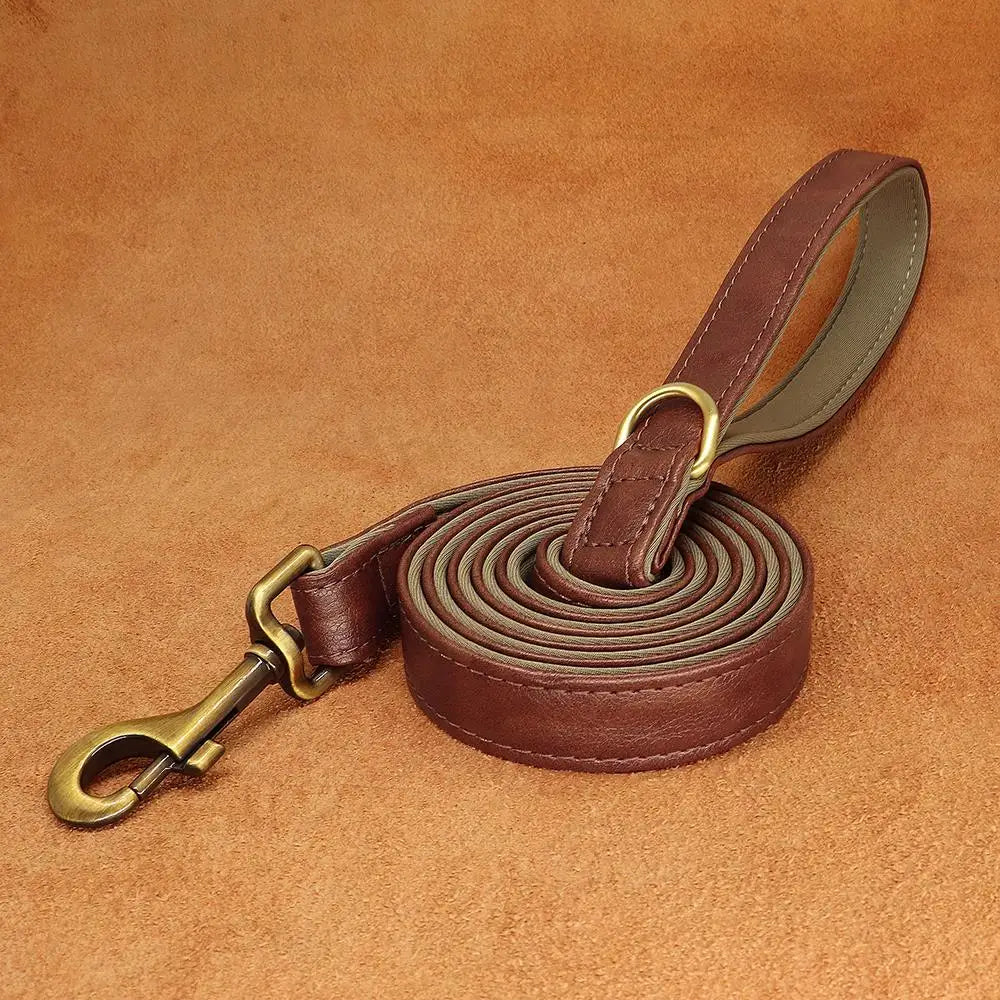 Laisse de chien en cuir PU souple à 2 couches, laisses d'entraînement durables pour la marche des animaux de compagnie, petits, moyens et grands chiens, Pitbull, 5 pieds