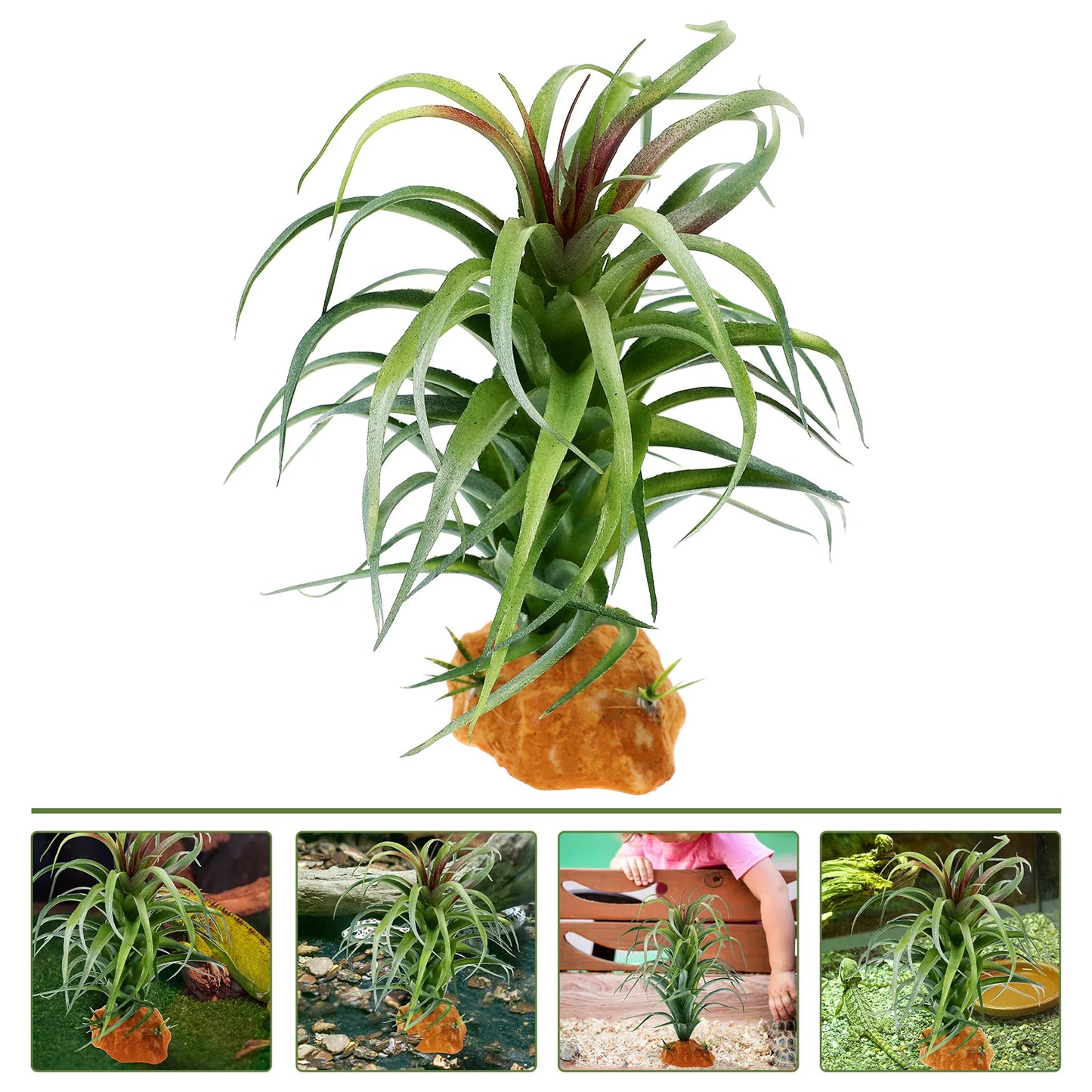 Plante décorative artificielle pour terrarium – Accessoire reptile réaliste (lézard, gecko, tortue, serpent)