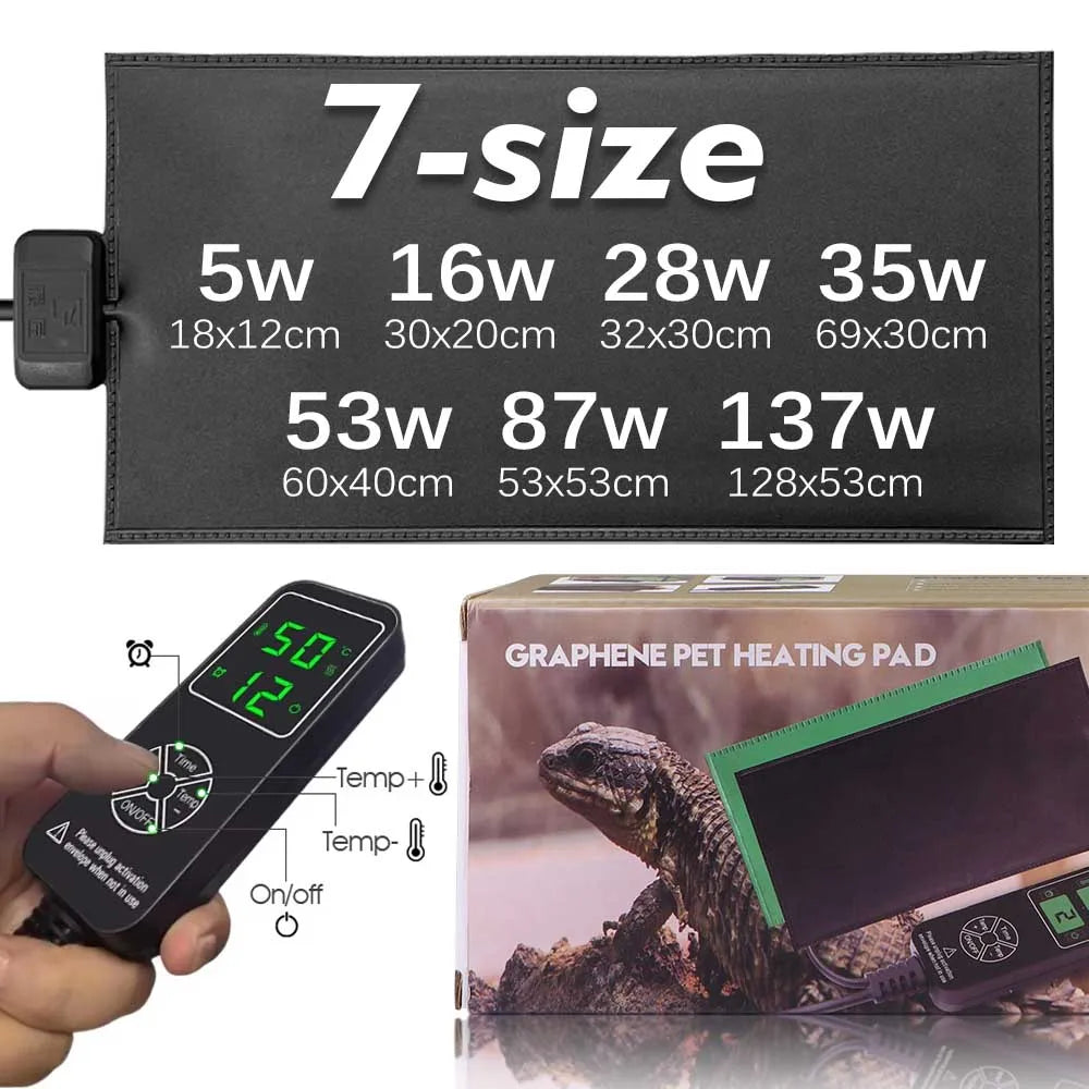 Tapis chauffant pour reptiles amélioré 5-137W, coussin chauffant pour plantes, régulateur de température réglable chronométré pour semis de plantes de jardin de serre