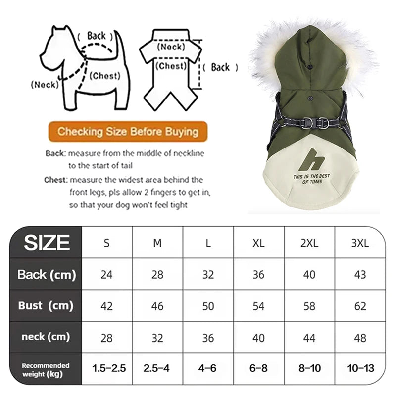 Manteau d'Hiver pour Chien avec Harnais Intégré