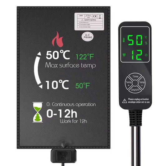 Tapis chauffant pour reptiles amélioré 5-137W, coussin chauffant pour plantes, régulateur de température réglable chronométré pour semis de plantes de jardin de serre