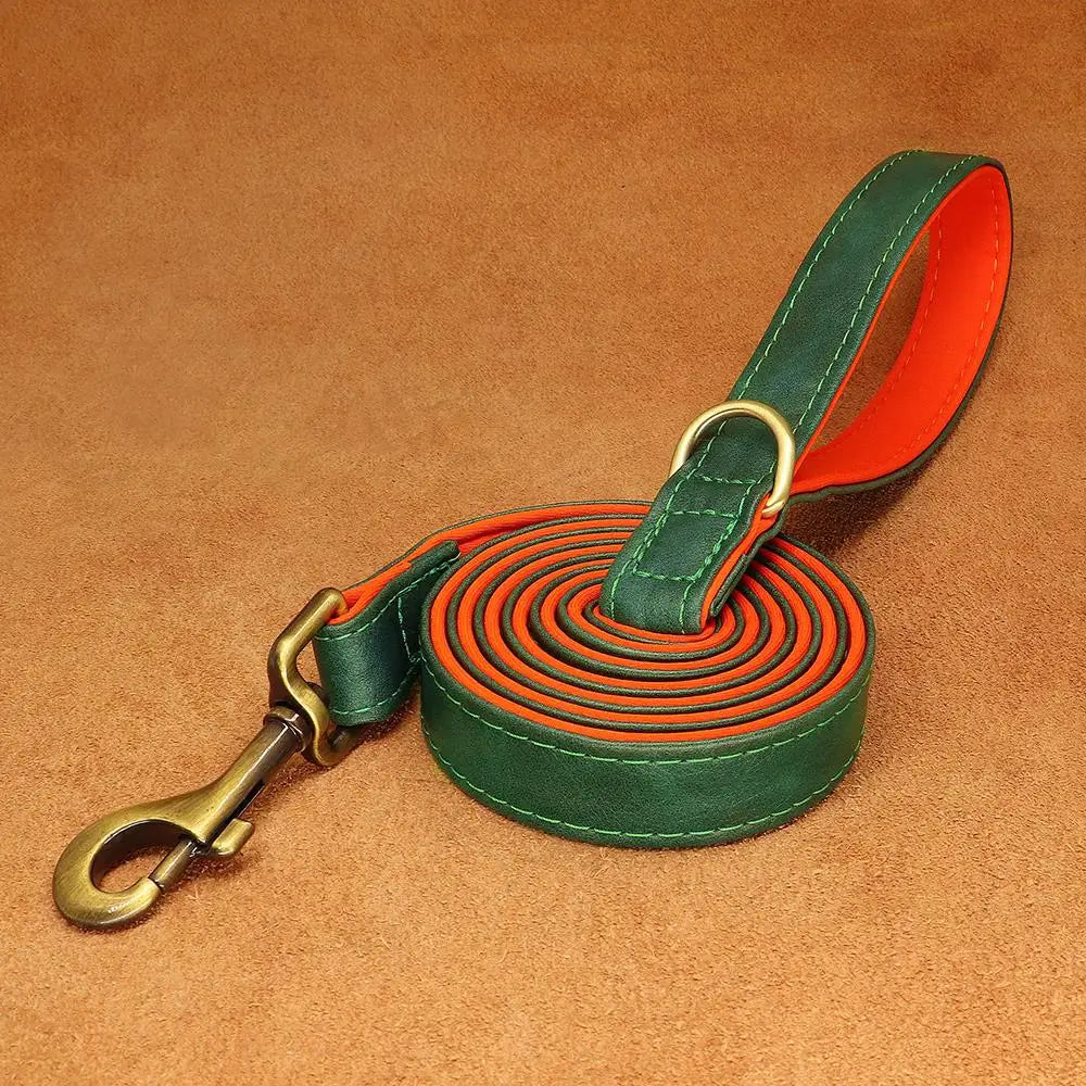 Laisse de chien en cuir PU souple à 2 couches, laisses d'entraînement durables pour la marche des animaux de compagnie, petits, moyens et grands chiens, Pitbull, 5 pieds