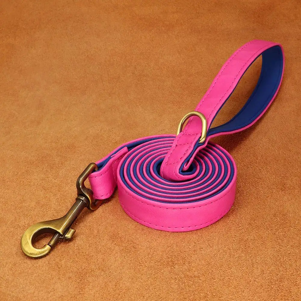 Laisse de chien en cuir PU souple à 2 couches, laisses d'entraînement durables pour la marche des animaux de compagnie, petits, moyens et grands chiens, Pitbull, 5 pieds