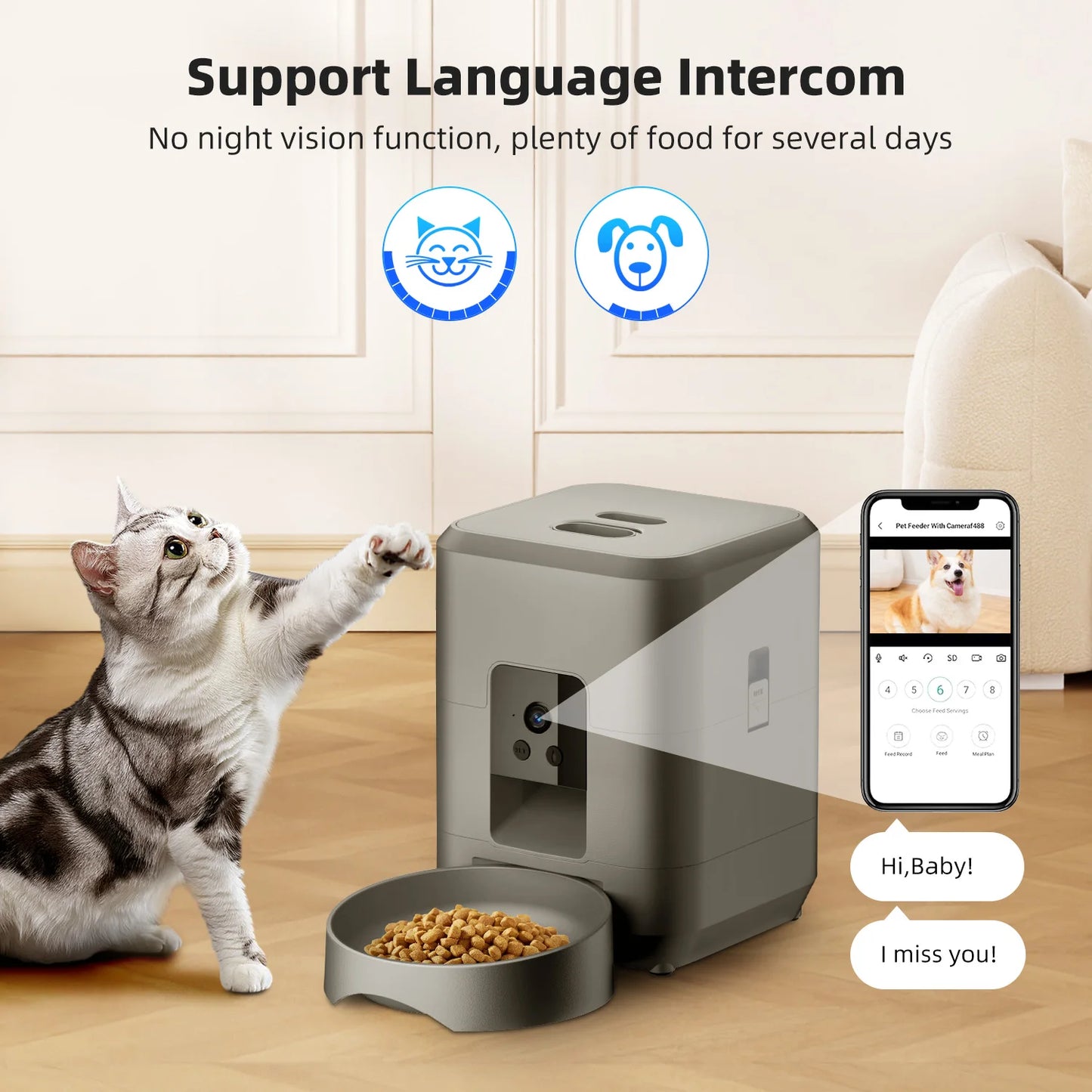 Mangeoire Automatique Intelligente 2L avec Caméra – Distributeur de Nourriture Connecté pour Chats & Chiens
