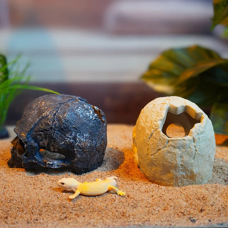 Crâne décoratif d’aquarium pour reptiles et vivariums