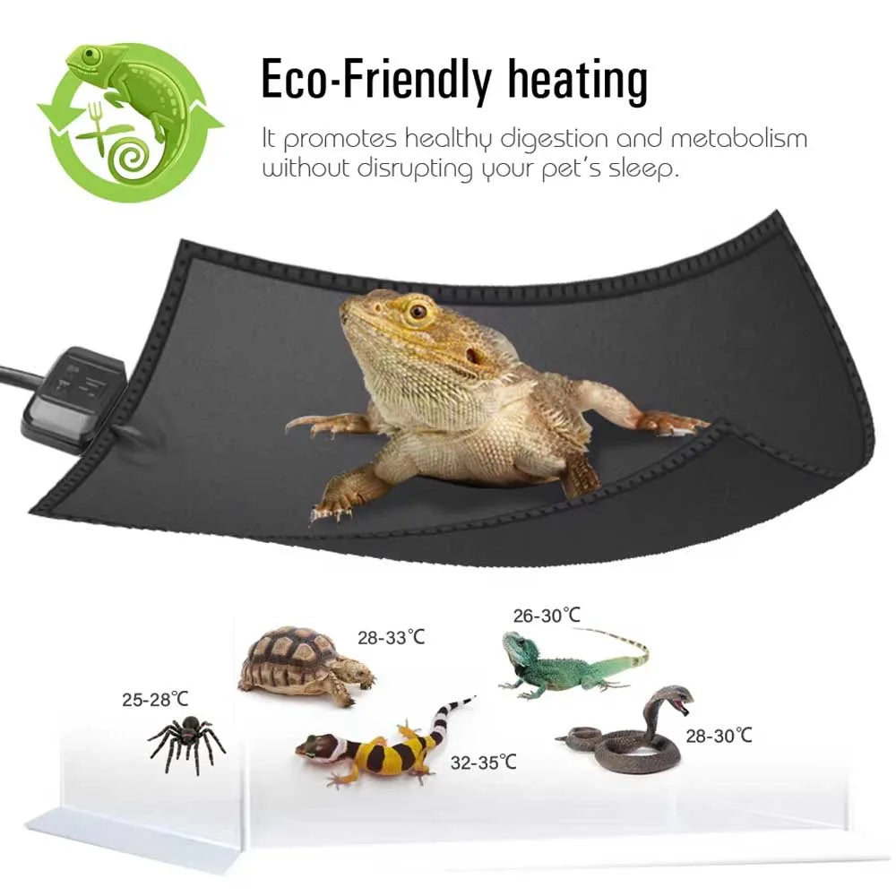 Tapis chauffant pour reptiles amélioré 5-137W, coussin chauffant pour plantes, régulateur de température réglable chronométré pour semis de plantes de jardin de serre