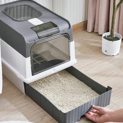 Large Enclosed Cat Litter Box with Anti-Splash Design