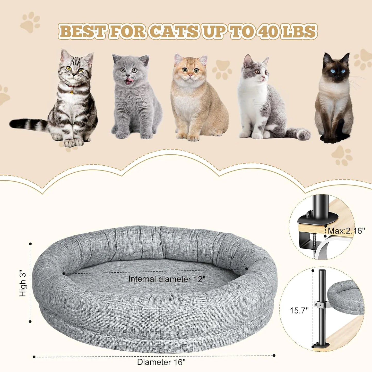 Lit Rotatif Douillet pour Chat et Petit Chien – Cozy Spin Bed en Peluche Ultra-Confort