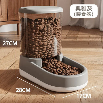 Gravity-fed water and food dispenser