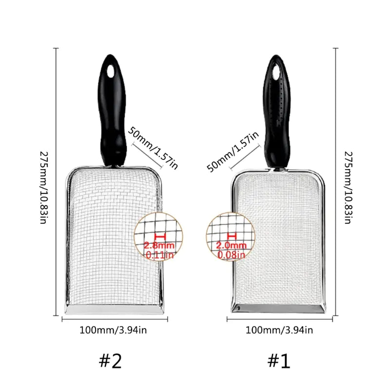 Tamis à Sable en Acier Inoxydable pour Reptiles – Pelle à Substrat Pratique et Durable