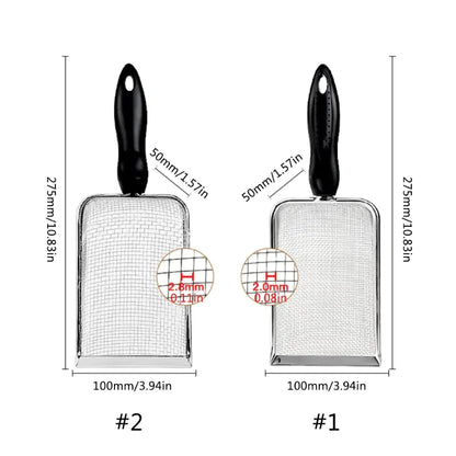 Tamis à Sable en Acier Inoxydable pour Reptiles – Pelle à Substrat Pratique et Durable