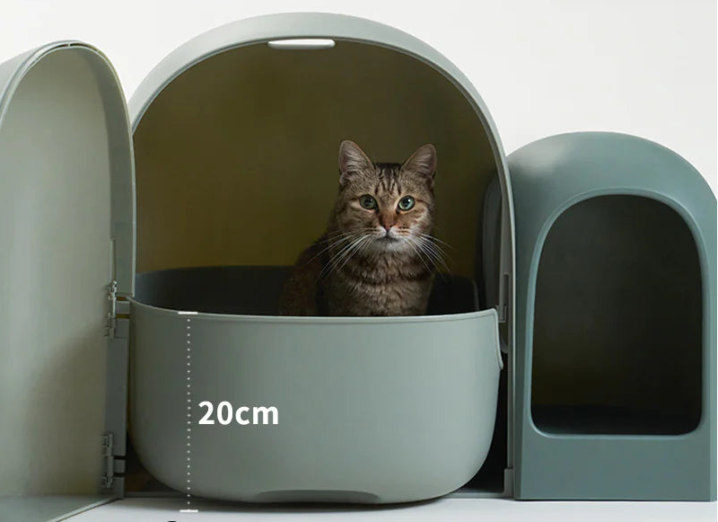 Bac à litière grand format fermé pour chat  avec contrôle des odeurs